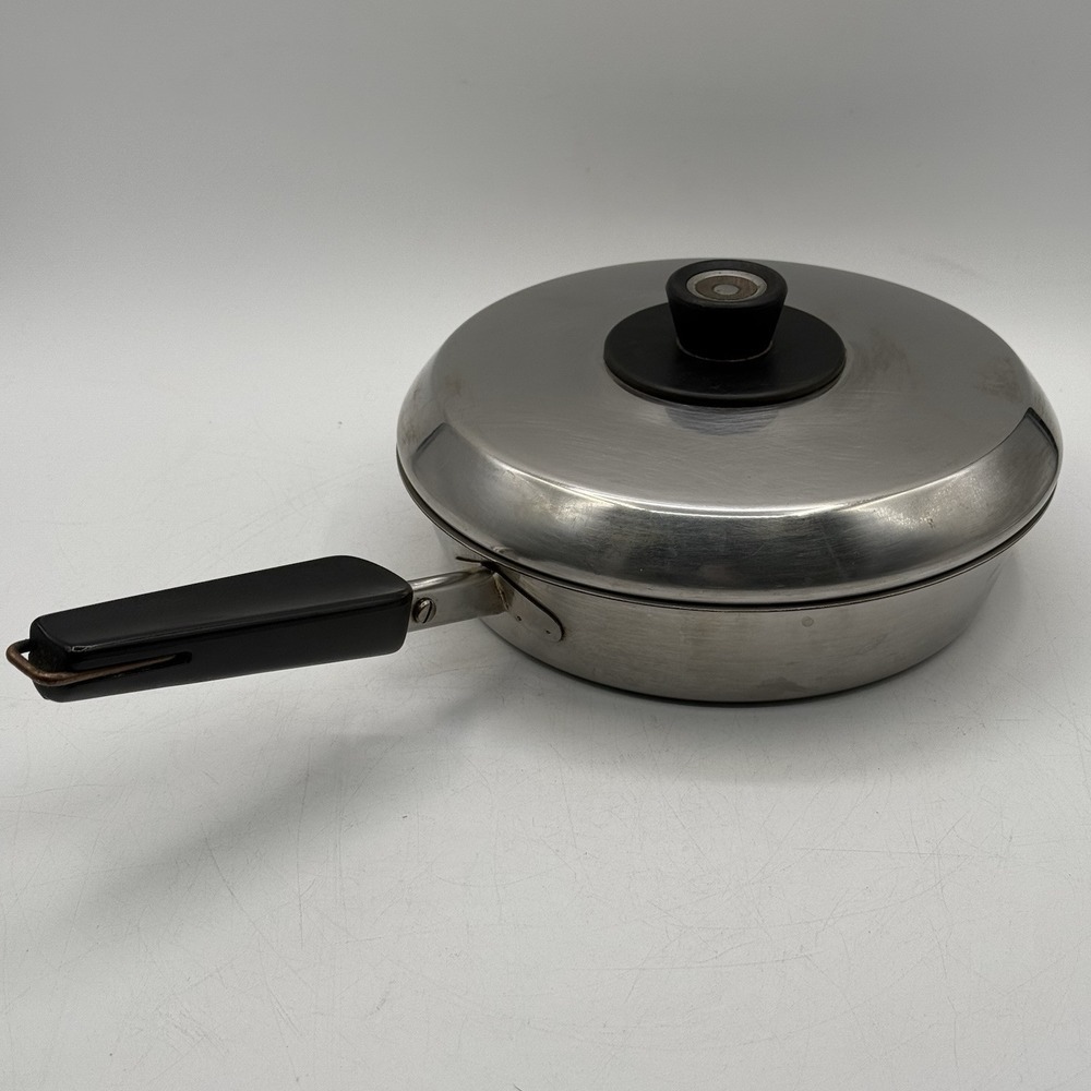 Vintage Revere Ware 8" COPPER‎ CORE Designers Group 6000 Skillet Fry Pan W/Lid